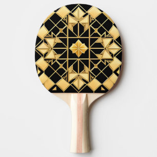 Raquette De Ping Pong Conception de motif géométrique doré élégant