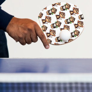 Raquette De Ping Pong Conception de motif singe blanc