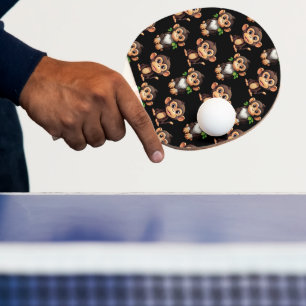 Raquette De Ping Pong Conception de motif singe noir