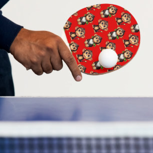Raquette De Ping Pong Conception de motif singe rouge