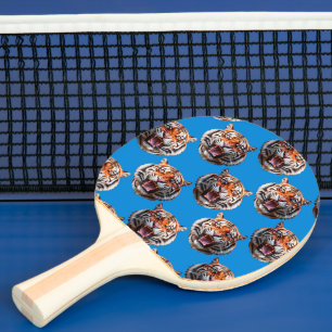 Raquette De Ping Pong Conception de motif tête de tigre bleu