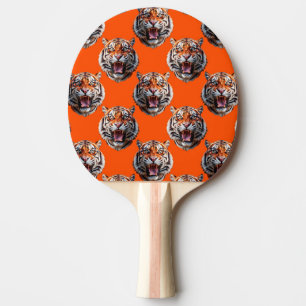 Raquette De Ping Pong Conception de motif tête de tigre orange