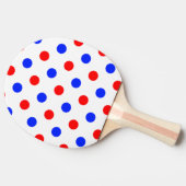 Raquette De Ping Pong Conception de points polka blancs rouges bleus (Côté)