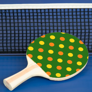 Raquette De Ping Pong Conception de pois orange jaune vert 