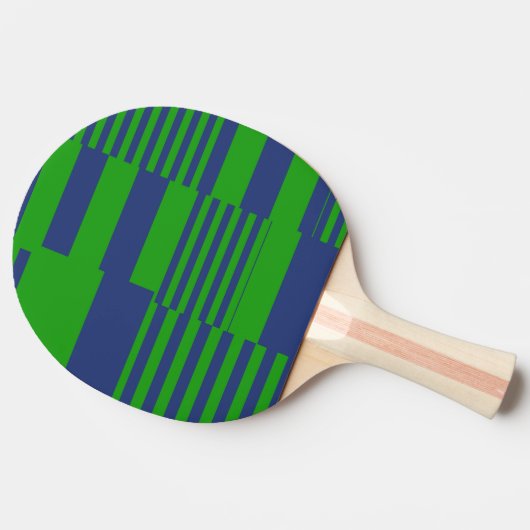 Raquette De Ping Pong Conception de rayures patchwork bleu vert (Côté)