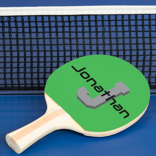 Raquette De Ping Pong Conception d'initiale de monogramme vert personnal (Insitu)