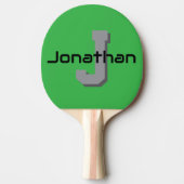 Raquette De Ping Pong Conception d'initiale de monogramme vert personnal (Devant)