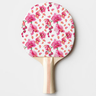 Raquette De Ping Pong Conception d'orchidées à l'aquarelle 2