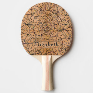 Raquette De Ping Pong Conception personnalisée de Mandala Floral en boi