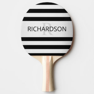Raquette De Ping Pong Contemporain Faux Argent Ombré Rayures & Noir