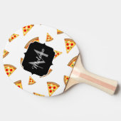 Raquette De Ping Pong Cool et fun pizza tranches motif Monogram blanc (Côté)