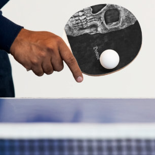 Raquette De Ping Pong Cool gothique Moitié crâne Texture noir et blanc