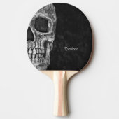 Raquette De Ping Pong Cool gothique Moitié crâne Texture noir et blanc (Devant)