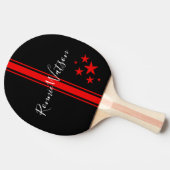 Raquette De Ping Pong Cool Personnalisé Red & Black Stripe and Stars (Côté)
