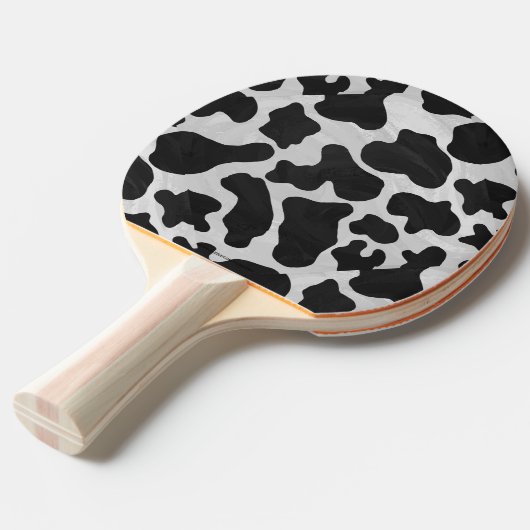 Raquette De Ping Pong Copie noire et blanche de vache (Devant Angle)
