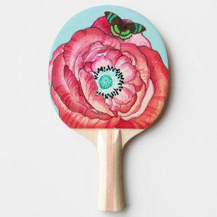 RAQUETTE DE PING PONG COQUELICOT ORANGE ET PAPILLO