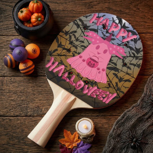 Raquette De Ping Pong Coquette Rose Fantôme Joyeux Halloween Art Numériq