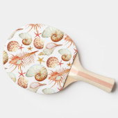 Raquette De Ping Pong Corail Avec Coquillages Et Crabes Motif (Côté)
