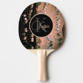 Raquette De Ping Pong Corail rose personnalisé noir Monogramme pièce Éch (Devant)