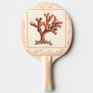 Raquette De Ping Pong Corail rouge avec la frontière de Shell de conque