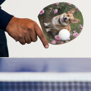 Raquette De Ping Pong Corgi Dans Les Roses Rose,
