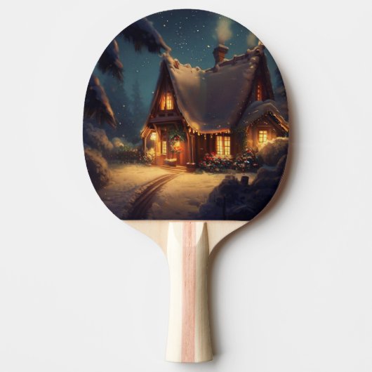 Raquette De Ping Pong Cottage de Noël (4) (Devant)