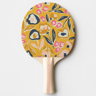 Raquette De Ping Pong Cottage Garden Hand-Drawn Bold Inky Floral Pattern