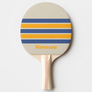 Raquette De Ping Pong Coucher de soleil Retro Blue Crush sur rayures ave