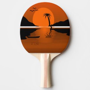 RAQUETTE DE PING PONG COUCHER DE SOLEIL SUR L'EAU