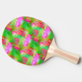 Raquette De Ping Pong Couleur abstraite peinte en jaune, rose (Côté)