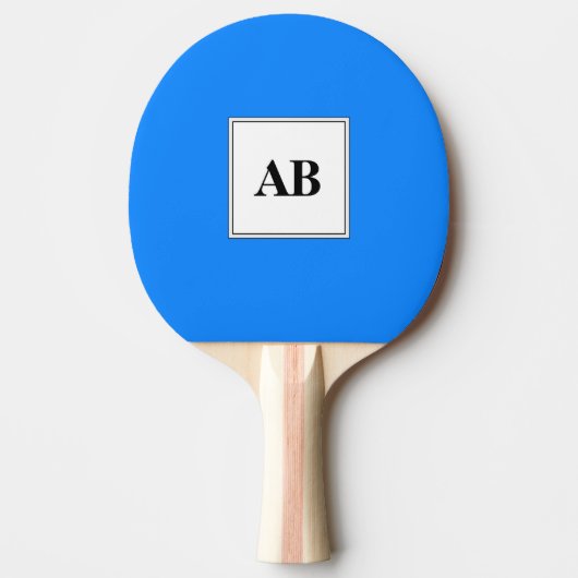 Raquette De Ping Pong Couleur bleu azur solide avec monogramme (Devant)