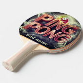 Raquette De Ping Pong couleur de script moderne nom de texte monogrammé (Devant Angle)