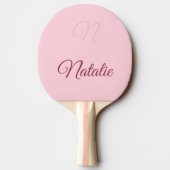 Raquette De Ping Pong Couleur rose pastel monogrammaire (Dos)