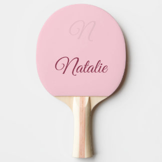 Raquette De Ping Pong Couleur rose pastel monogrammaire