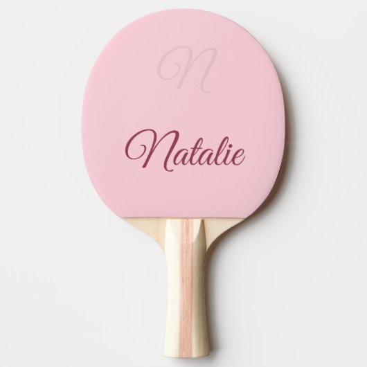 Raquette De Ping Pong Couleur rose pastel monogrammaire (Devant)