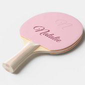 Raquette De Ping Pong Couleur rose pastel monogrammaire (Devant Angle)