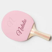 Raquette De Ping Pong Couleur rose pastel monogrammaire (Côté)
