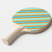 Raquette De Ping Pong Couleur Turquoise Bleu Orange Jaune Motif (Devant Angle)