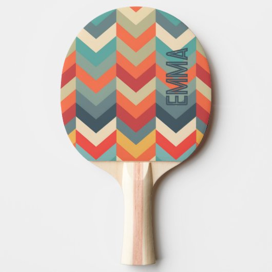 Raquette De Ping Pong Couleurs chaudes du Motif Chevron (Devant)