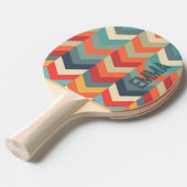 Raquette De Ping Pong Couleurs chaudes du Motif Chevron (Devant Angle)