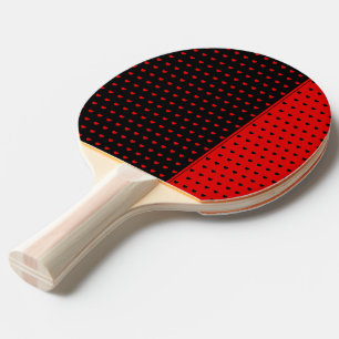 Raquette De Ping Pong Couleurs Cool Noires Et Rouges Coeurs Élégants M