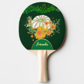Raquette De Ping Pong Couleurs de automne Citrouille blanc Feuillage ver (Dos)