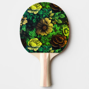 Raquette De Ping Pong Couleurs uniques d'impression florale vintage