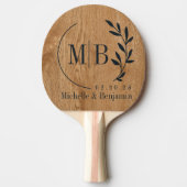 Raquette De Ping Pong Country Pine Wood Leaf Wedding Monogram (Devant)