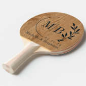 Raquette De Ping Pong Country Pine Wood Leaf Wedding Monogram (Devant Angle)