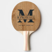 Raquette De Ping Pong Country Pine Wood Monogram & Name Overlay (Devant)