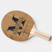 Raquette De Ping Pong Country Pine Wood Monogram & Name Overlay (Côté)
