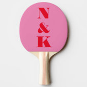 Raquette De Ping Pong Couple moderne en gras Monogramme rose rouge perso (Dos)