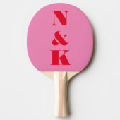 Raquette De Ping Pong Couple moderne en gras Monogramme rose rouge perso (Devant)