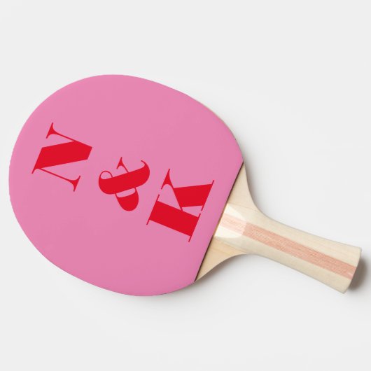 Raquette De Ping Pong Couple moderne en gras Monogramme rose rouge perso (Côté)